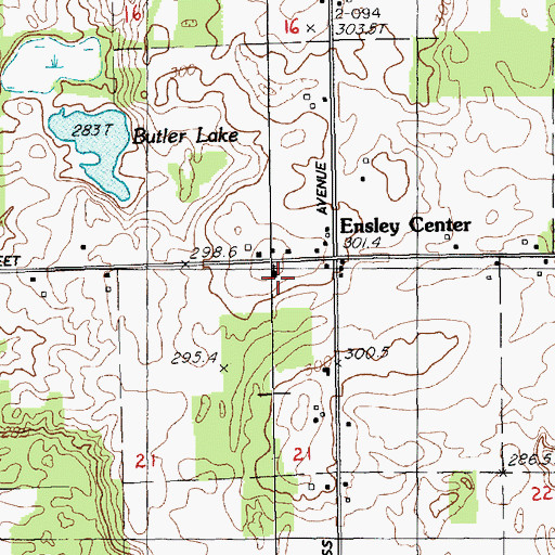 Topographic Map of Baptist Church of Ensley Center, MI