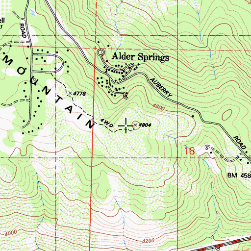 Topographic Map of Bald Mountain, CA