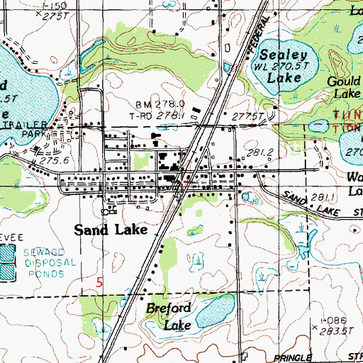 Topographic Map of Sand Lake Station (historical), MI