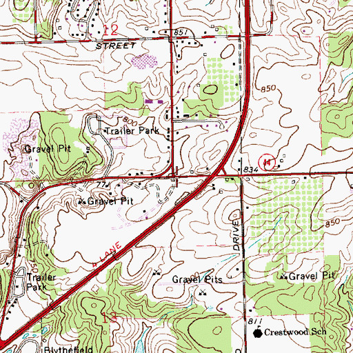 Topographic Map of Christ Our Savior Evangelical Lutheran Church, MI