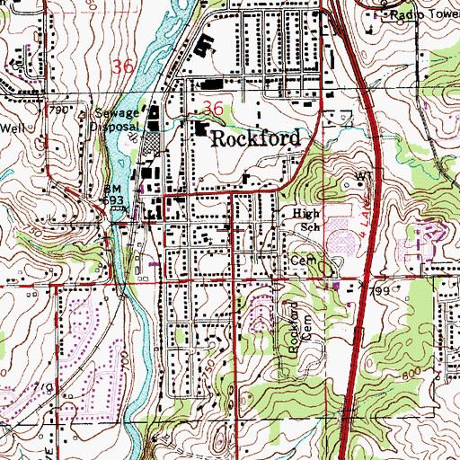 Topographic Map of First Congregational Church, MI