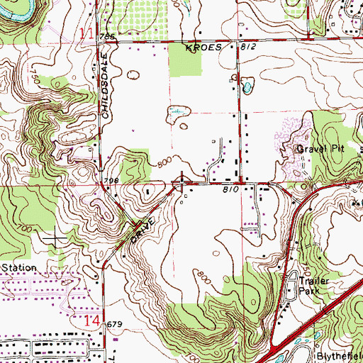 Topographic Map of Blythefield Hills Baptist Church, MI