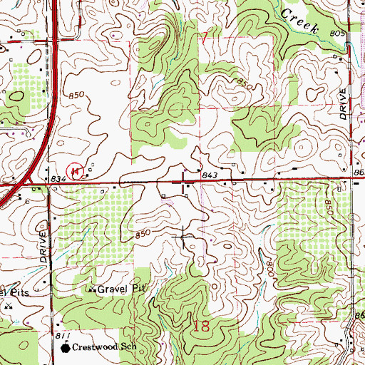 Topographic Map of Bella Vista Church, MI
