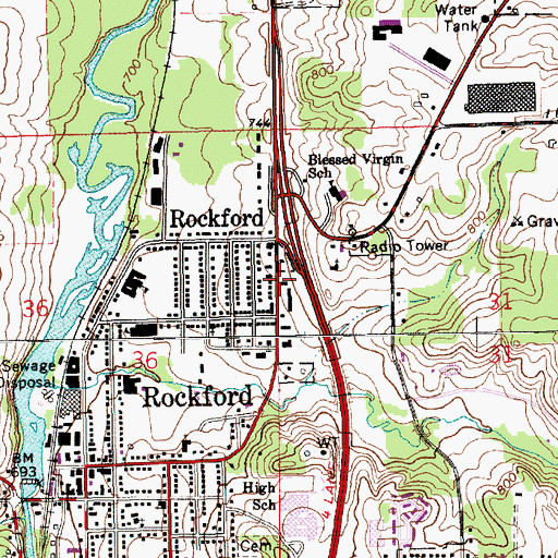 Topographic Map of Rockford Family Medicine, MI