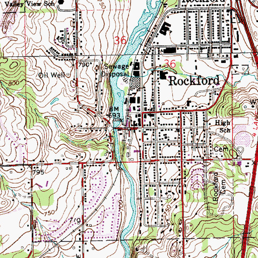 Topographic Map of Rockford Area Historical Museum, MI