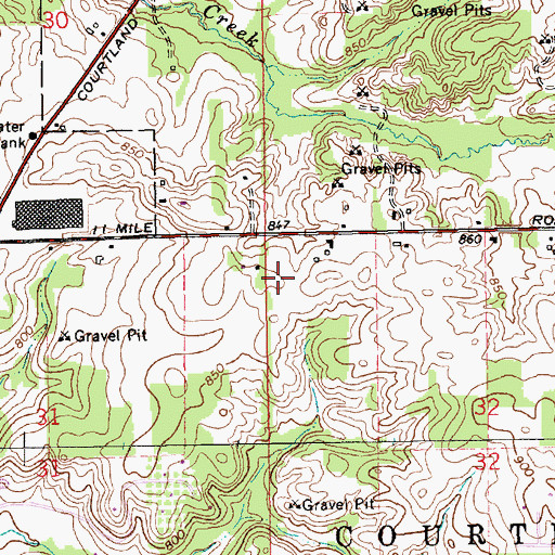 Topographic Map of Brae Side Golf Course at Cortland Hills, MI