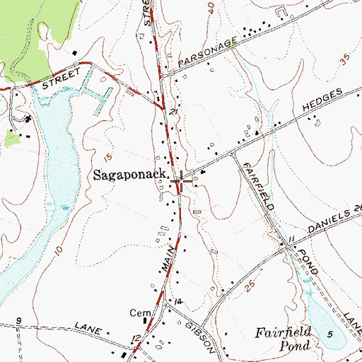 Topographic Map of Sagaponack Historic District, NY