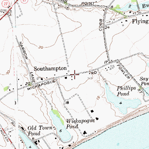 Topographic Map of Wickapogue Road Historic District, NY