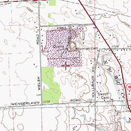 Topographic Map of Phillipsburg Quarry, OH