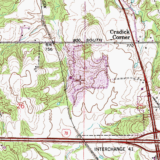 Topographic Map of Cloverdale Quarry, IN