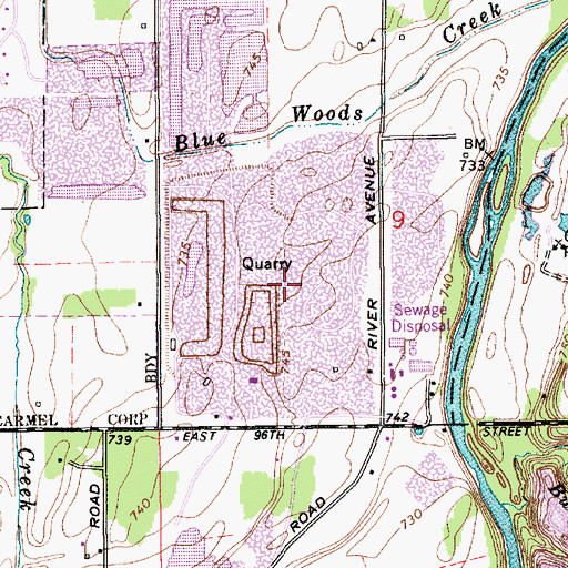 Topographic Map of North Indianapolis Quarry, IN