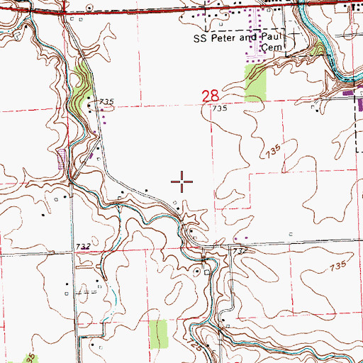 Topographic Map of Wolke Farms, OH