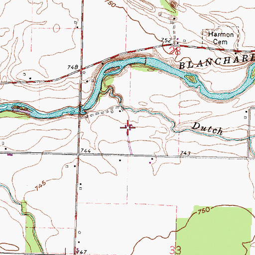 Topographic Map of Hovest Farms, OH