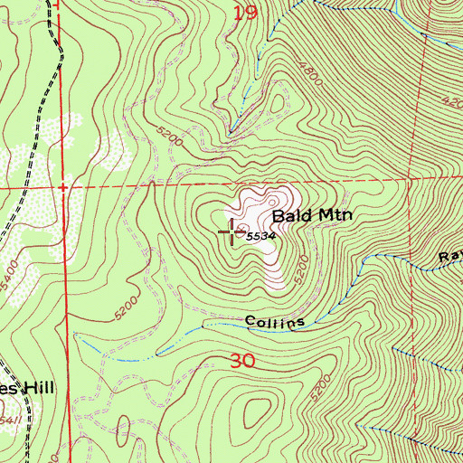 Topographic Map of Bald Mountain, CA