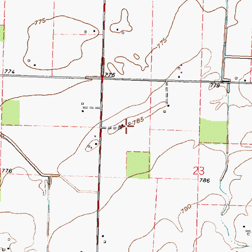 Topographic Map of Augsburger Farms, OH