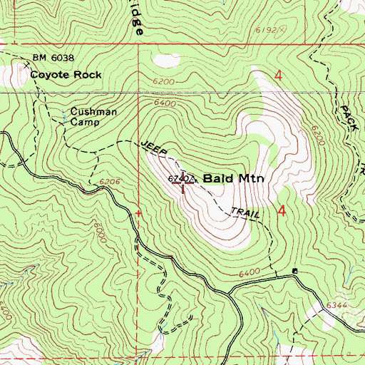 Topographic Map of Bald Mountain, CA
