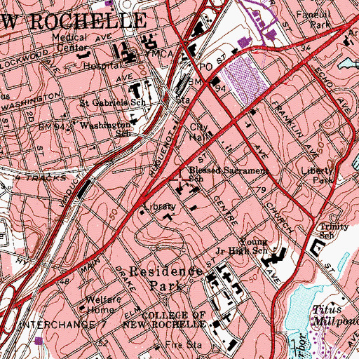 Topographic Map of Town Theater (historical), NY