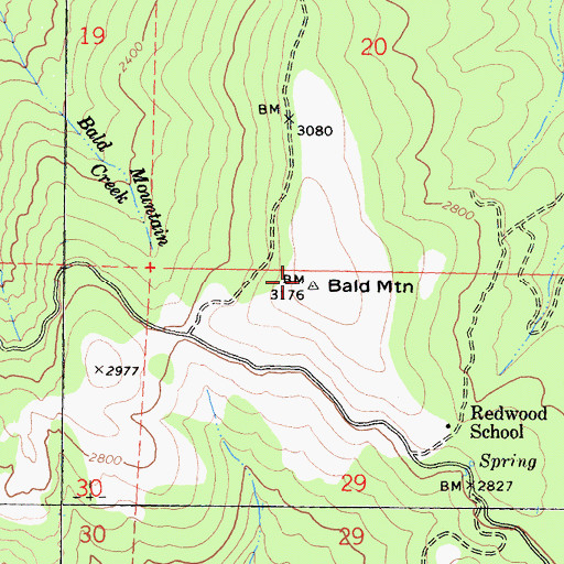 Topographic Map of Bald Mountain, CA