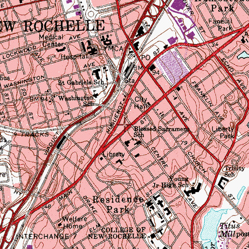 Topographic Map of New Rochelle Theatre (historical), NY