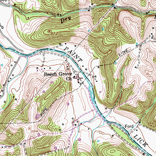 Topographic Map of Beech Grove School (historical), KY