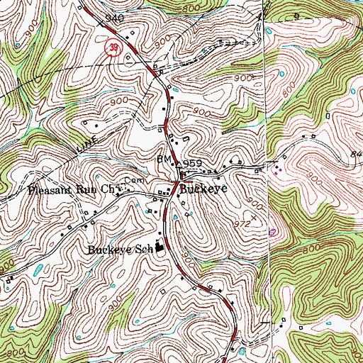 Topographic Map of Buckeye Post Office (historical), KY
