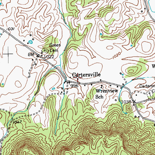 Topographic Map of Cartersville Post Office (historical), KY