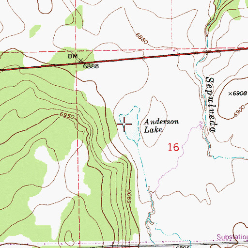 Topographic Map of Anderson Lake, AZ