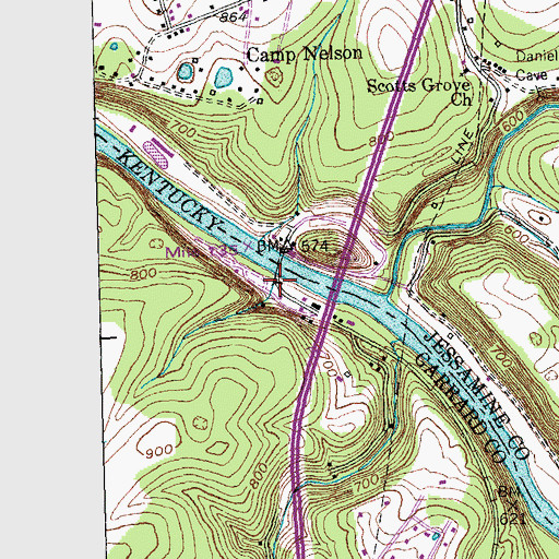 Topographic Map of Camp Nelson (historical), KY
