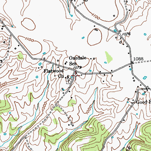 Topographic Map of Flatwood Post Office (historical), KY