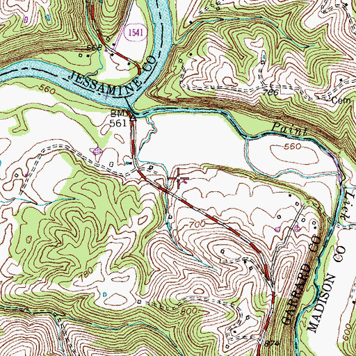 Topographic Map of Giles Post Office (historical), KY