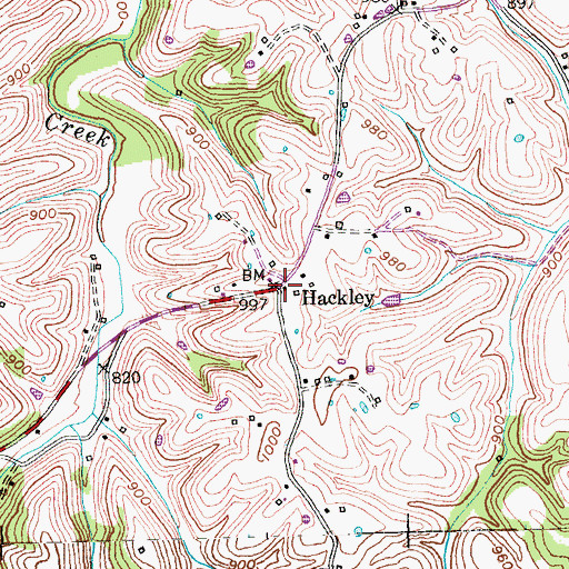 Topographic Map of Hackley Post Office (historical), KY