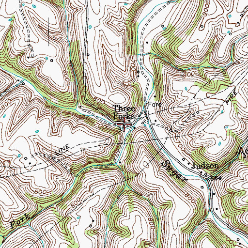 Topographic Map of Hogback Post Office (historical), KY