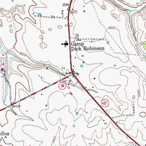 Topographic Map of Hoskins Crossroads, KY