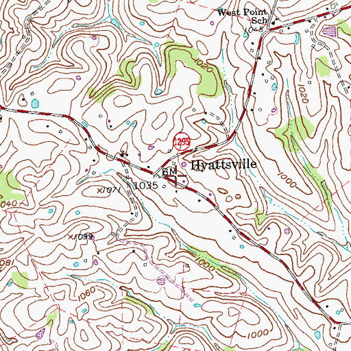 Topographic Map of Hyattsville Railroad Station (historical), KY