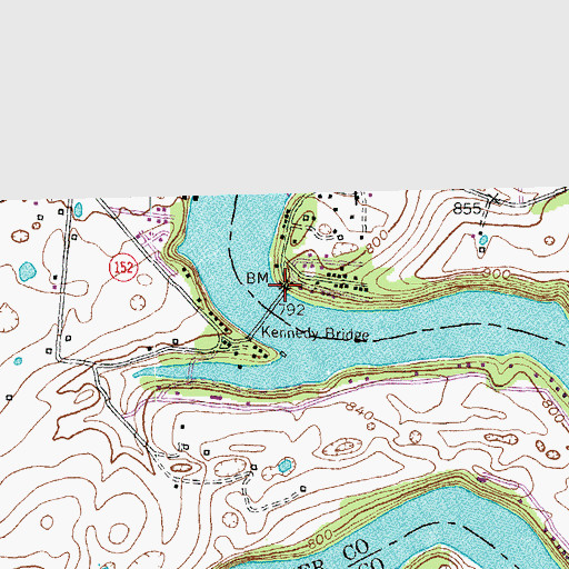Topographic Map of Kennedys Bridge, KY