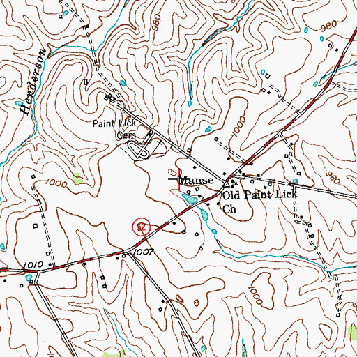 Topographic Map of Manse Post Office (historical), KY