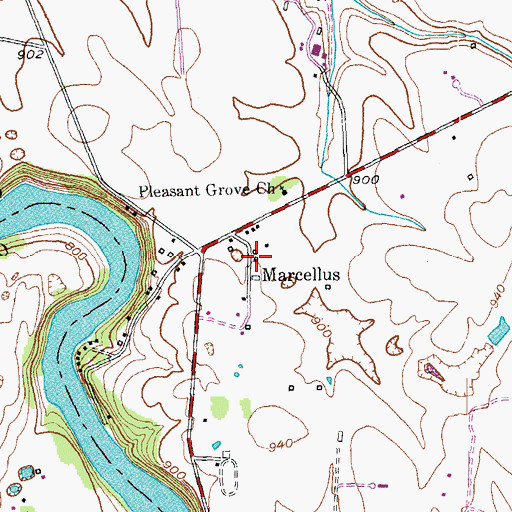 Topographic Map of Marcellus Post Office (historical), KY