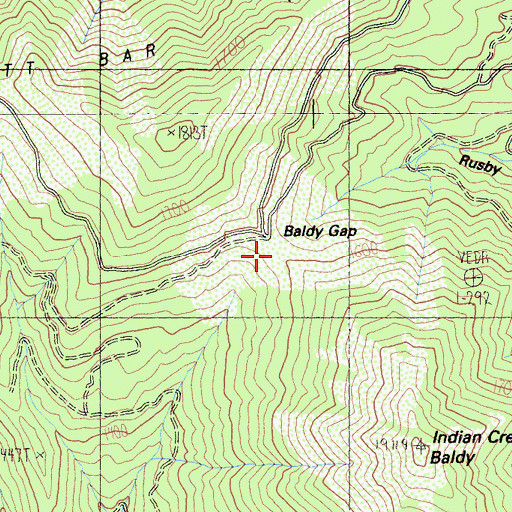 Topographic Map of Baldy Gap, CA