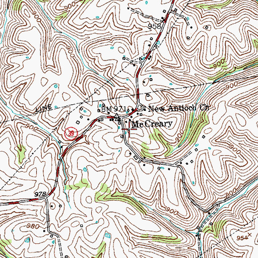 Topographic Map of McCreary Post Office (historical), KY