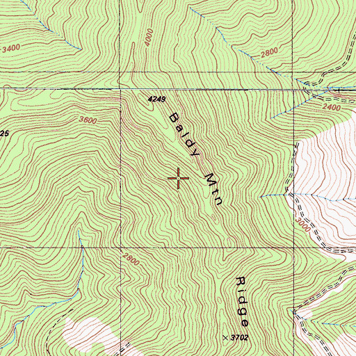 Topographic Map of Baldy Mountain Ridge, CA