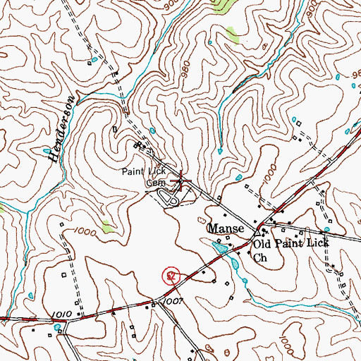 Topographic Map of Old Paint Lick Presbyterian Church (historical), KY