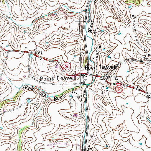 Topographic Map of Point Leavell Post Office (historical), KY