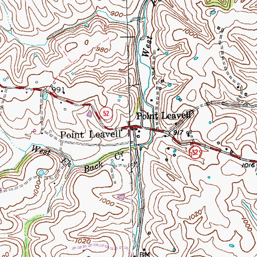 Topographic Map of Point Leavell Railroad Station (historical), KY