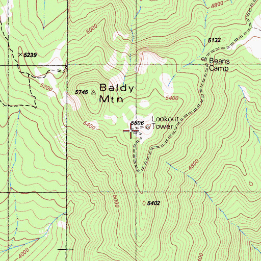 Topographic Map of Baldy Mountain, CA