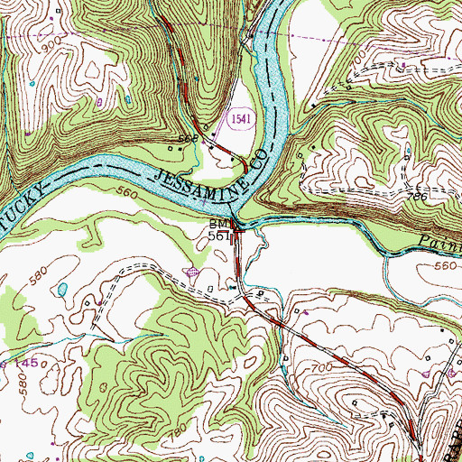 Topographic Map of Saunders Ferry Post Office (historical), KY