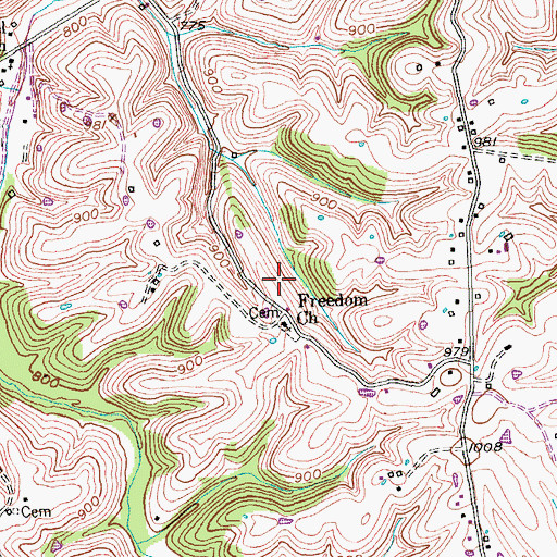 Topographic Map of Spoonville Post Office (historical), KY