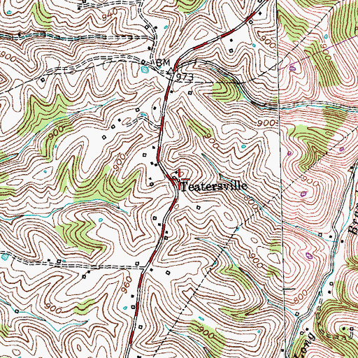 Topographic Map of Teatersville Post Office (historical), KY
