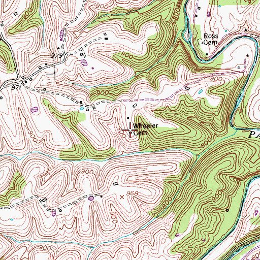 Topographic Map of Wheeler Cemetery (Historical), KY