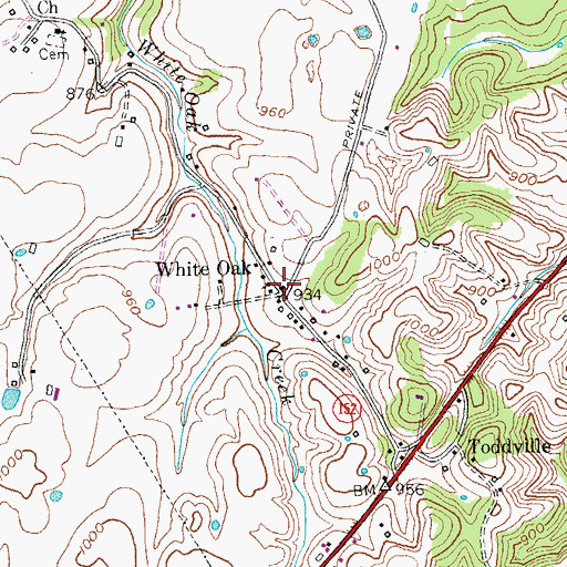 Topographic Map of White Oak School (historical), KY