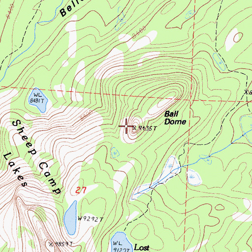Topographic Map of Ball Dome, CA